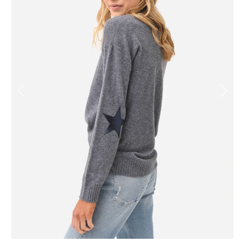 Zadig & Voltaire Gray Cashmere Long Sleeve Cici  Patchwork Sweater Size M Medium
